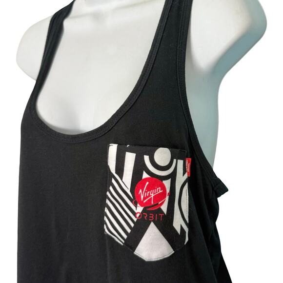 Virgin Orbit Pocket Art Black Red Tank Top Aerospace Space sz L Limited Edition - Picture 3 of 9